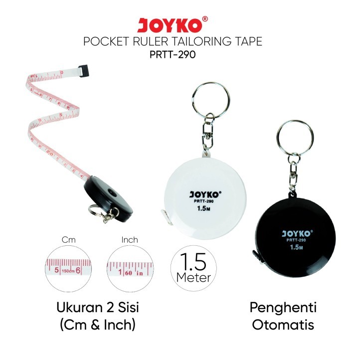 

BERMUTU METERAN MINI POCKET RULER TAILORING TAPE JOYKO PRTT-290 1.5 METER KODE 1160