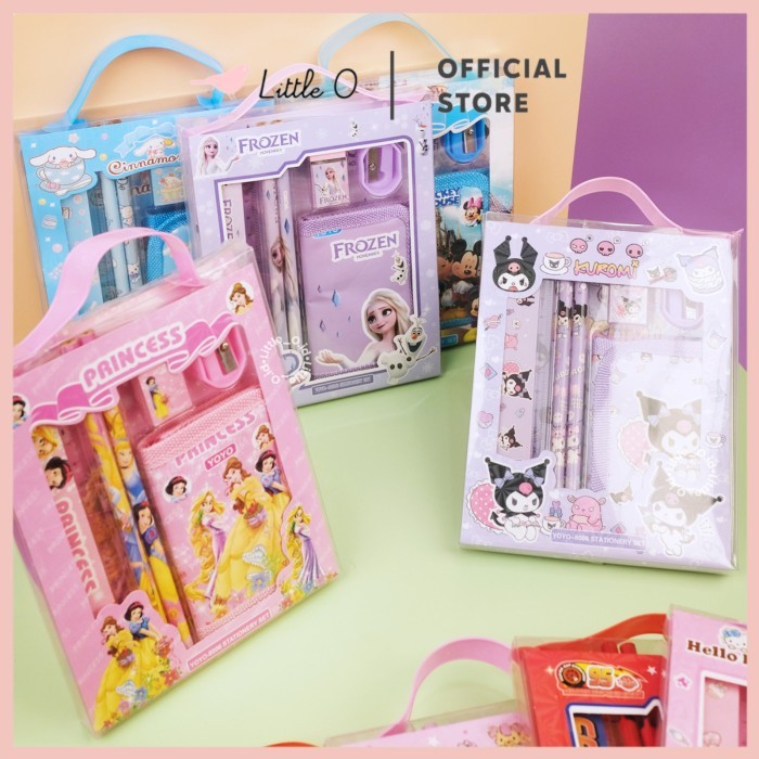 

PROMO! Paket Alat Tulis Stationery Set Anak 6IN1 Hadiah Souvenir Paket Sanrio Dompet Mickey Princess