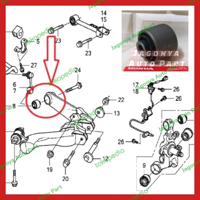 Bushing Bosh Lower Arm Belakang Kecil Odyssey RB1 RB2 RB3