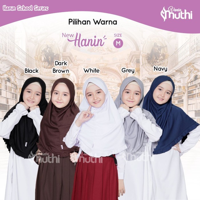 Kerudung Bergo Anak hanin vania Jilbab Putih Sekolah TK SD SMP SMA