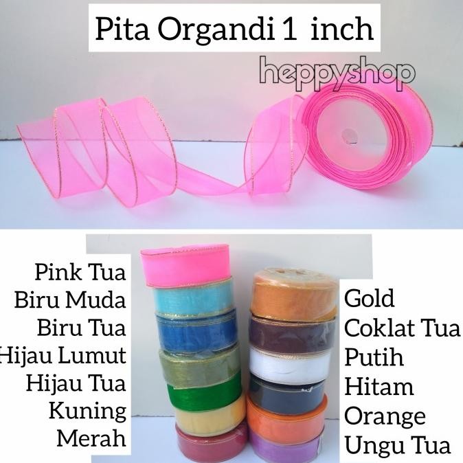 

Ready stock] Pita Organdi List Emas 1 inch (2,54 cm)