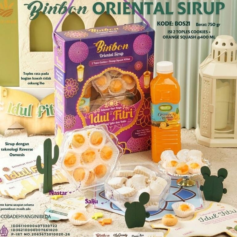 

ukd- Binbon Oriental Sirup - Paket Kue kering sekat dan sirup - Hampers Lebaran - Parcel kue kering Premium