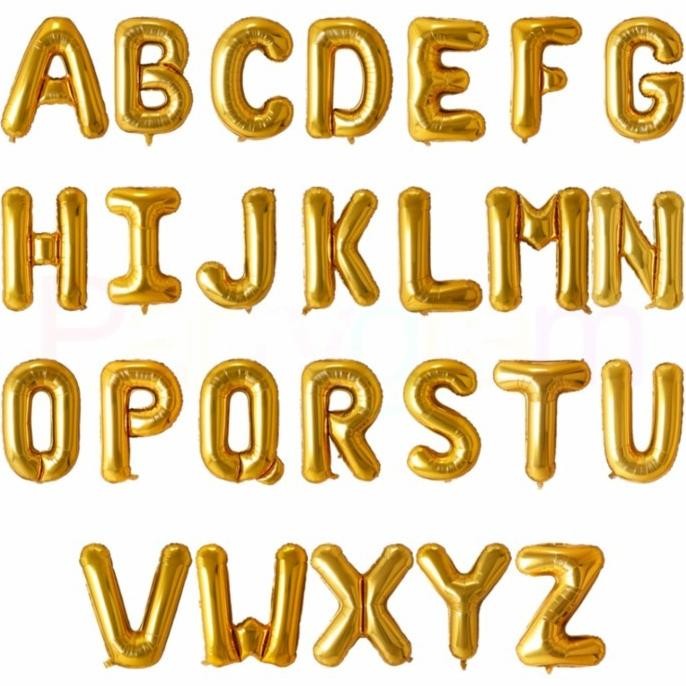 

Terjangkau Balon Foil Huruf Gold 40Cm Ballon Foil Abjad Alphabet Polos