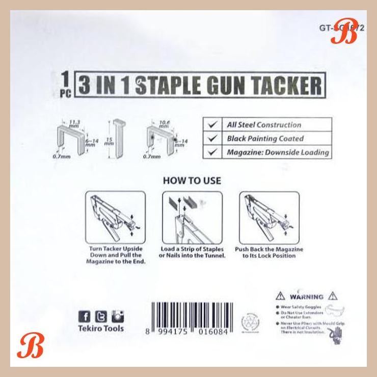 

| JRT | TEKIRO STAPLES TEMBAK 6 - 14 MM STAPLE GUN TACKER 3 IN 1 STEPLES JOK
