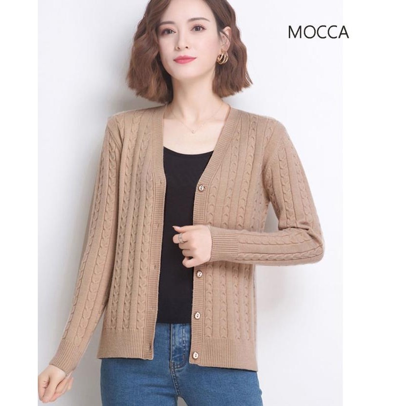 Cable Knit Cardigan Sweater wanita