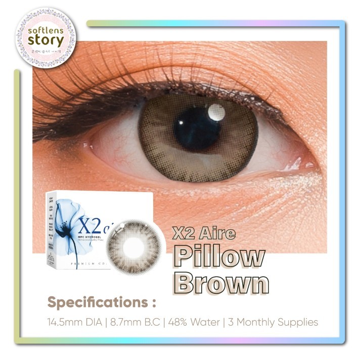 X2 AIRE Softlens - Pillow Brown Softlens Warna Bulanan