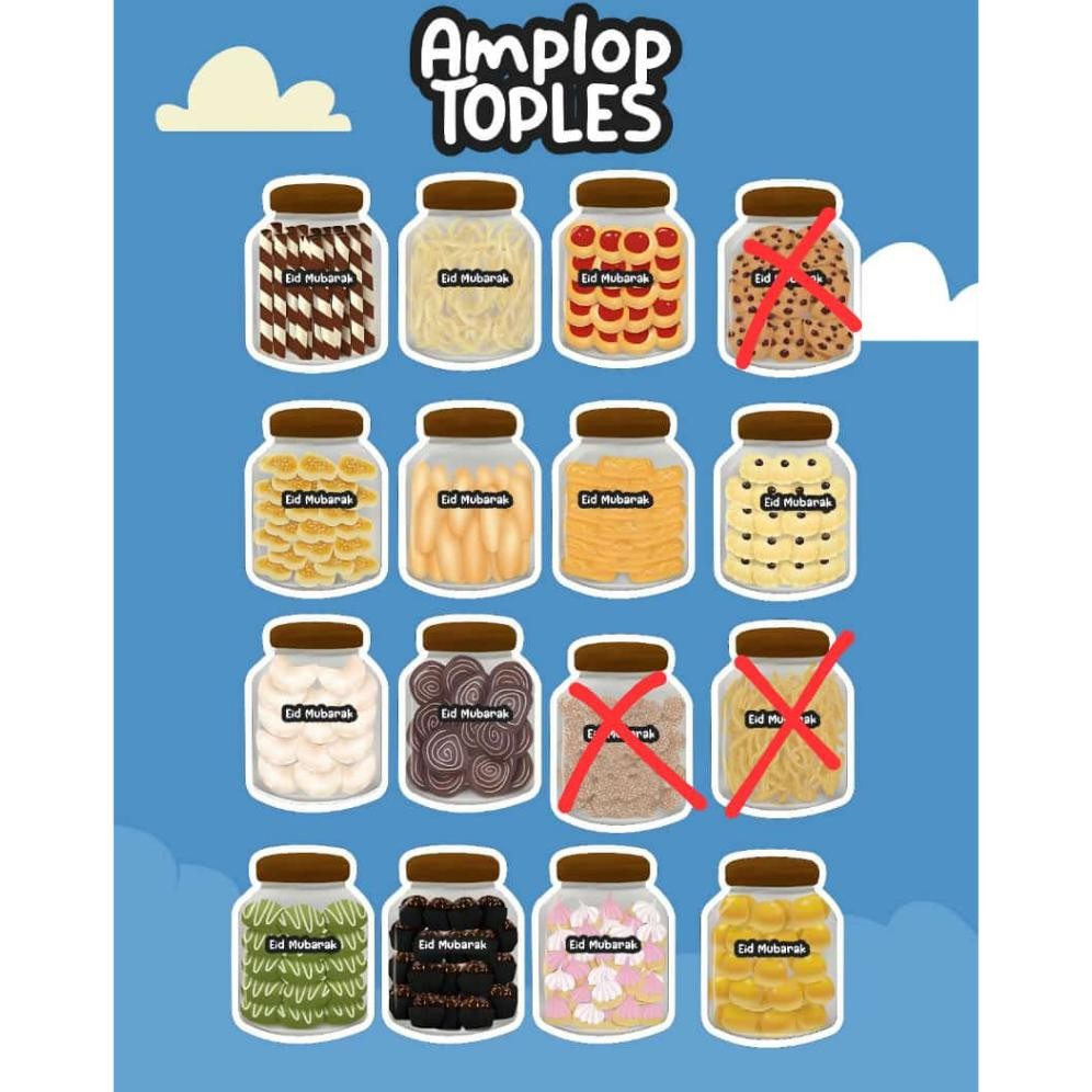

Up15 (50pcs) Amplop Lebaran Kue Toples 3D Bolak balik uk. 7x9,5 cm motif depan belakang angpao idul fitri Viral
