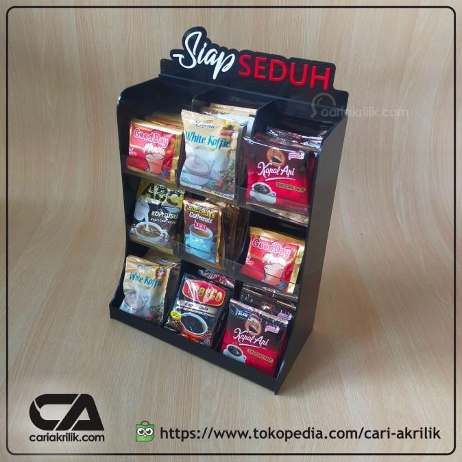 Tempat Kopi / Display Siap Seduh / Rak Akrilik Kopi Instan