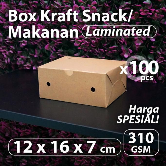 

Paket 100 pcs - Dus Kraft Snack 12 x 16 x 7 cm - Box Coklat Makanan