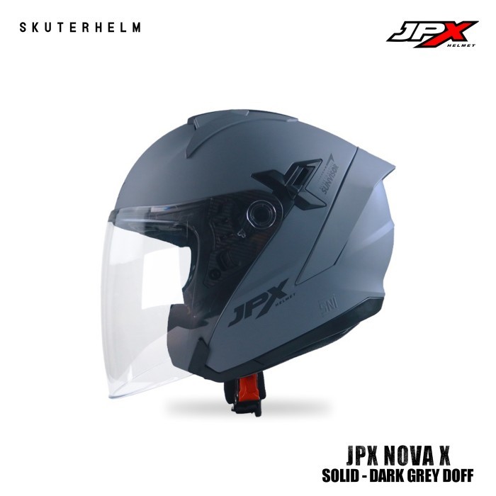 Helm Jpx Nova X Solid Dark Grey Doff Double Visor