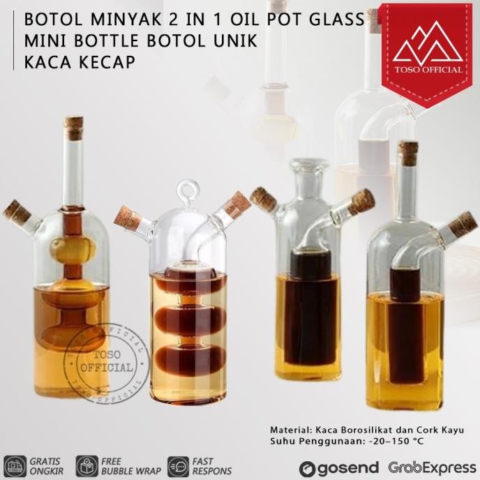 BOTOL MINYAK 2 IN 1 OIL POT GLASS MINI BOTTLE BOTOL UNIK KACA KECAP