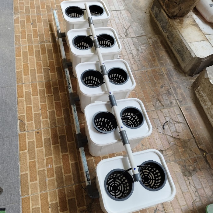 dutch bucket hidroponik - dutch bucket set isi 5 pc putih/merah