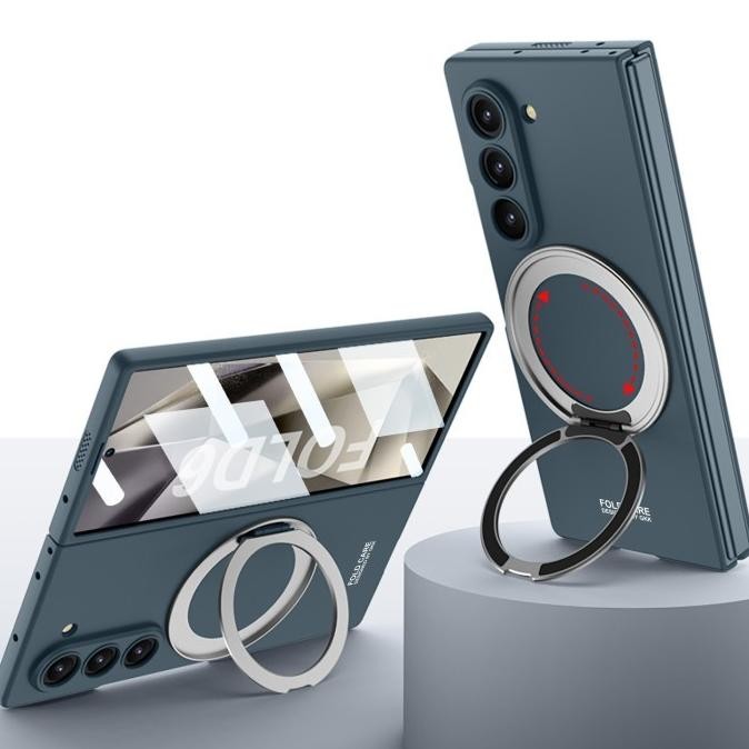 GKK Case Samsung Galaxy Z Fold 6 Fold6 GKK Ultra Thin PC Ring Magsafe Magnetic Rotating Stand Screen