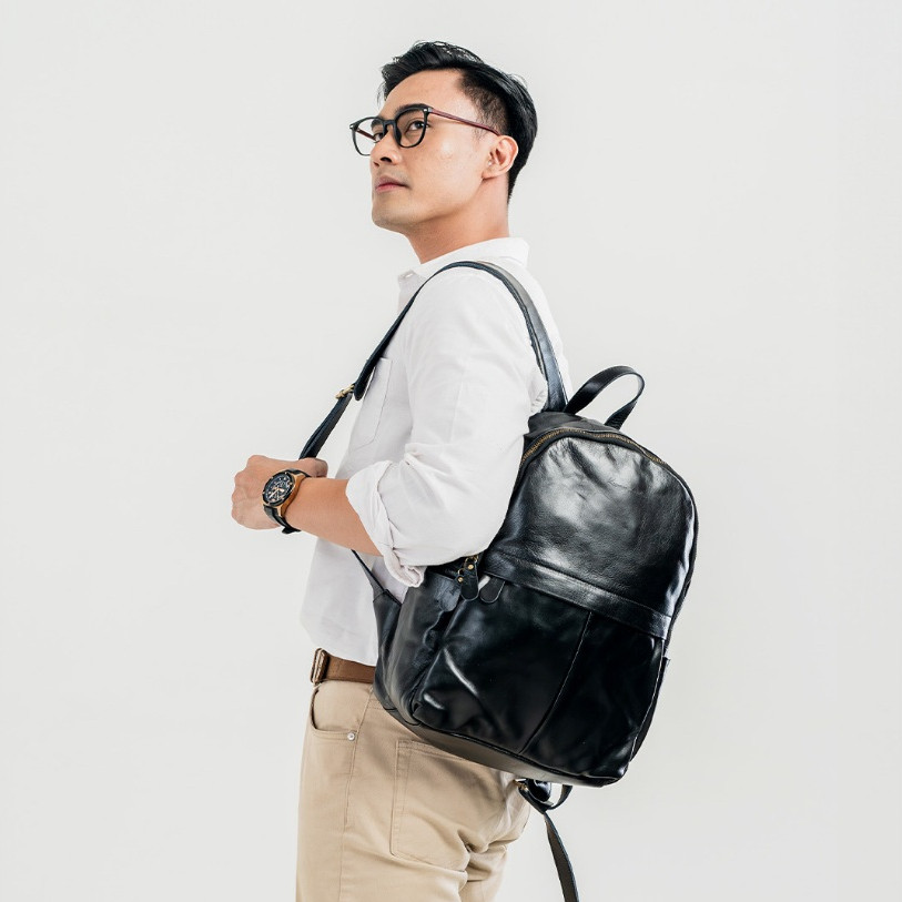 New Kenes Leather Tas Ransel Pria Kulit Asli Backpack OSCAR - Free Gravir Nama