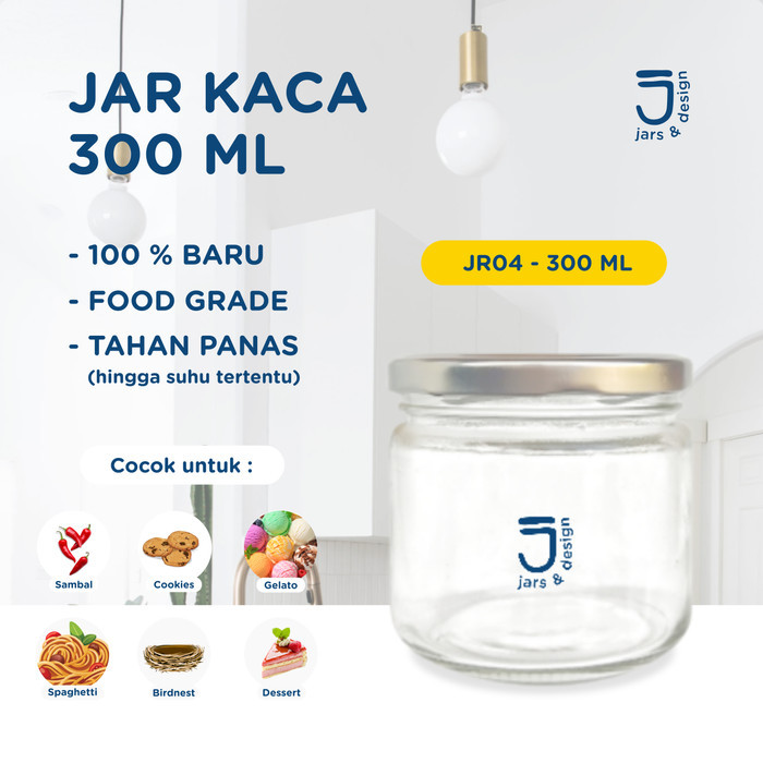 BERKUALITAS Jar Kaca 300ml/Botol Kaca 300ml/Toples Kaca 300ml