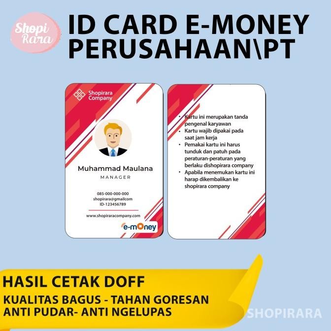 Grosir Id Card Custom Perusahaan/Pt Menggunakan Kartu Emoney Mandiri