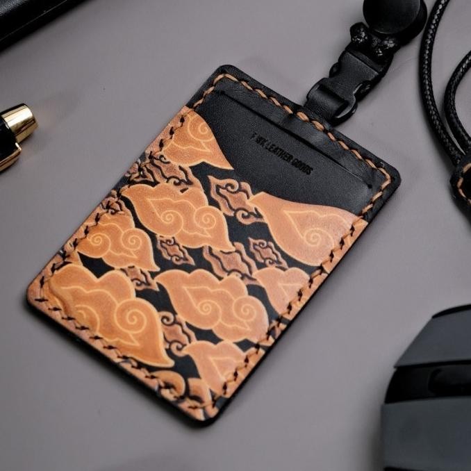 

Murah Id Card Holder Kulit Batik Motif Mega Mendung - Name Tag Kulit Asli Pria Wanita