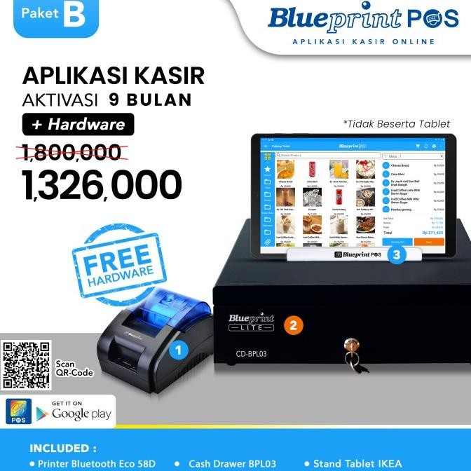 

Paket Usaha / Aplikasi Kasir BLUEPRINT POS 9 Bulan Free Hardware