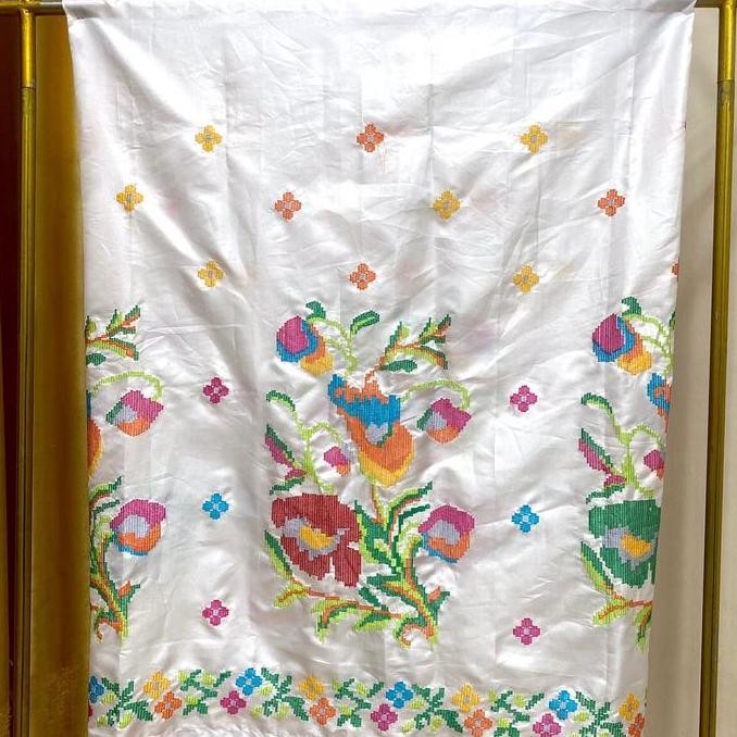Spesial Sarung Serut Bordir Motif Lagosi Warna Putih Motif Sutera