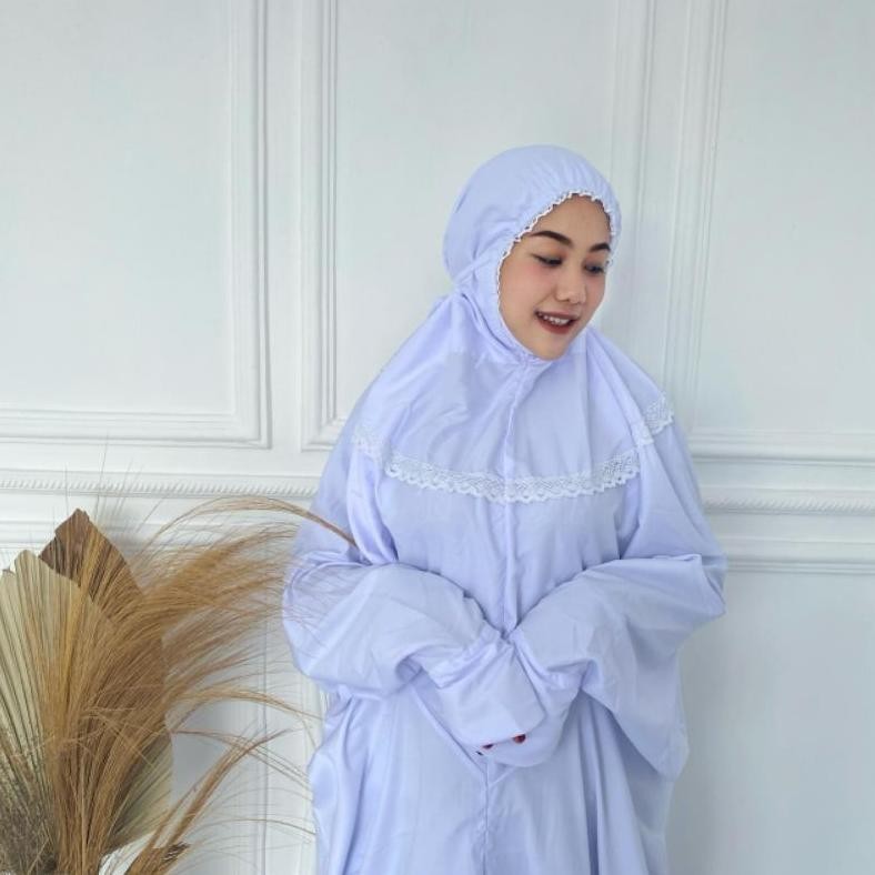 Promo Lebaran Mukena Langsungan Dewasa/ Mukena Terusan Polos/ Mukena Putih Bersih Aluna Bisa Bayar D