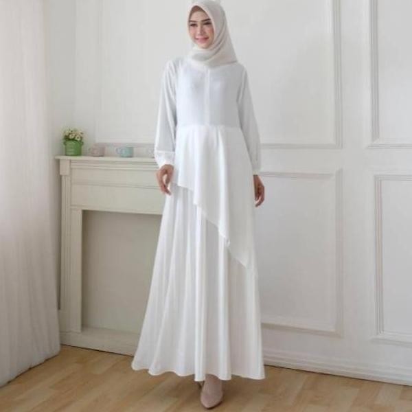 Calianna Syar'I Baju Gamis Putih Gamis Polos Wanita Gamis Wanita2022 Sofiadwiputri