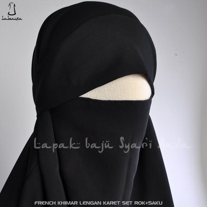 Diskon Labasa French Khimar Instan Lengan Karet Set Rok| French Hijab