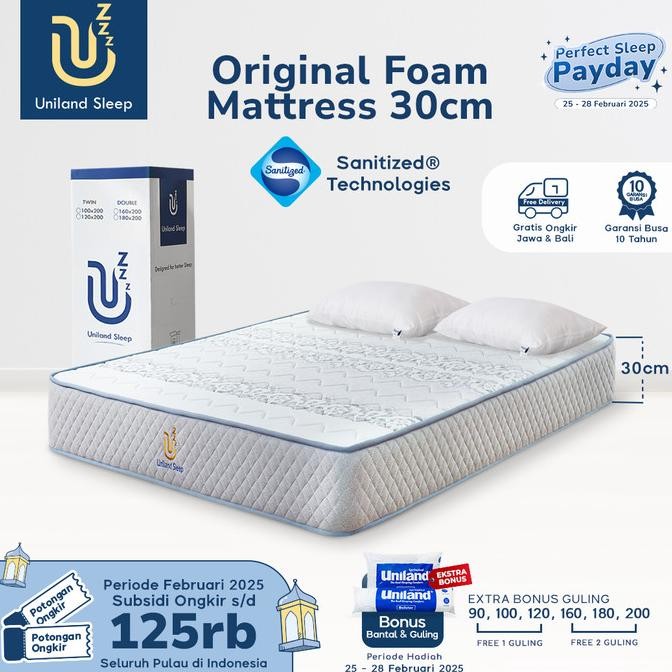 Kasur Busa Uniland Sleep Original 30cm Foam Mattress Box FREE BANTAL ..