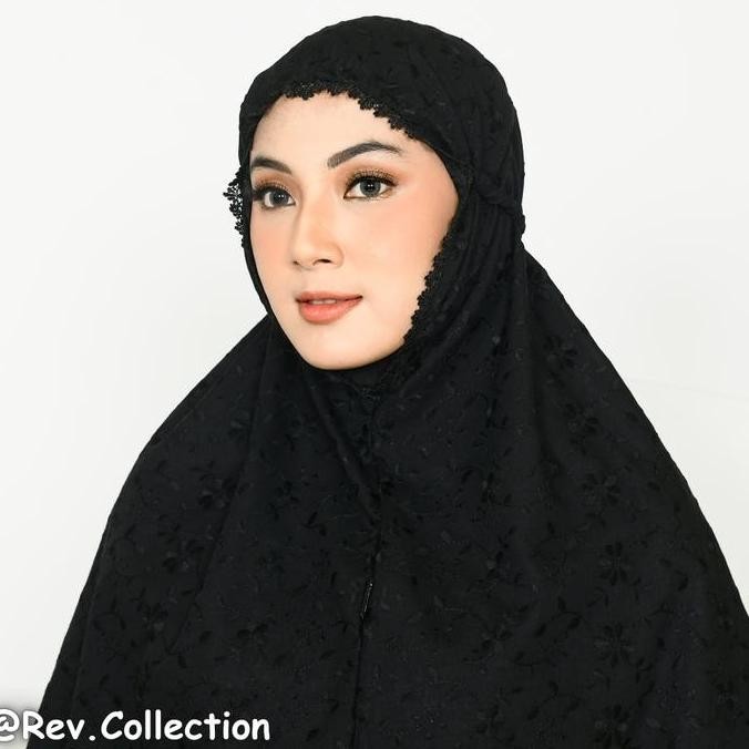 Miliki Bergo Jepang Renda Katun Jumbo Warna Hitam Perlengkapan Haji Dan Umroh Jilbab Muslim Instan &