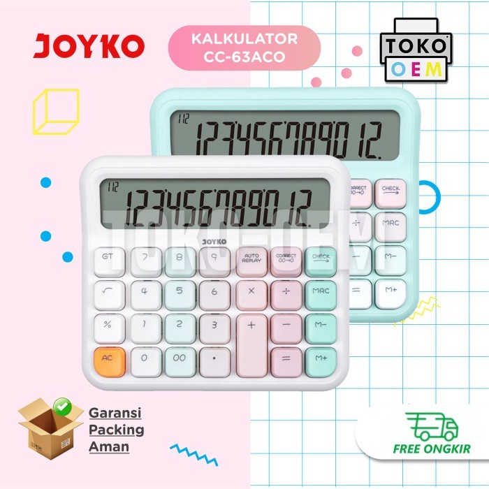 

Joyko Kalkulator Warna Pastel Cc-63Aco Cc-63Bco Kalkulator Lucu 12 Digits Mechanical Button