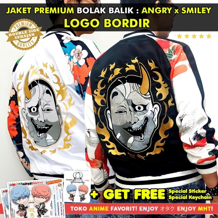 Jaket Smiley Angry Tokyo Revengers Bomber Sukajan Anime Cover Version