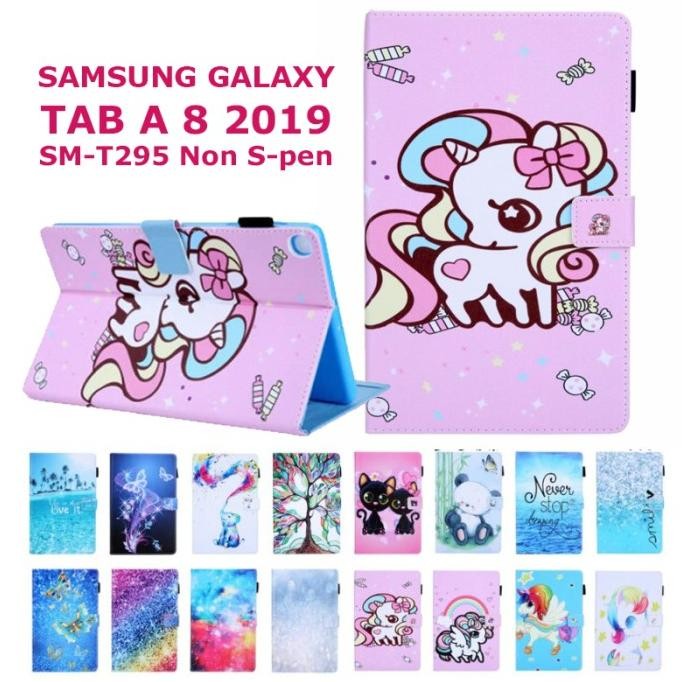 Asli Samsung Galaxy Tab A 8 A8 2019 T295 Flip Case Cover Kids Unicorn Lucu