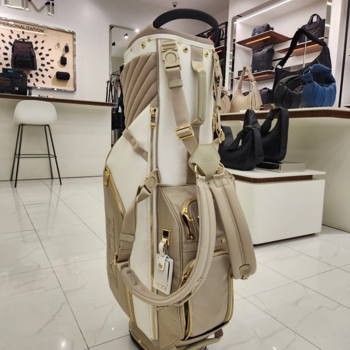 TERBARU TUMI Alpha Golf Stand Bag - Off White/Tan