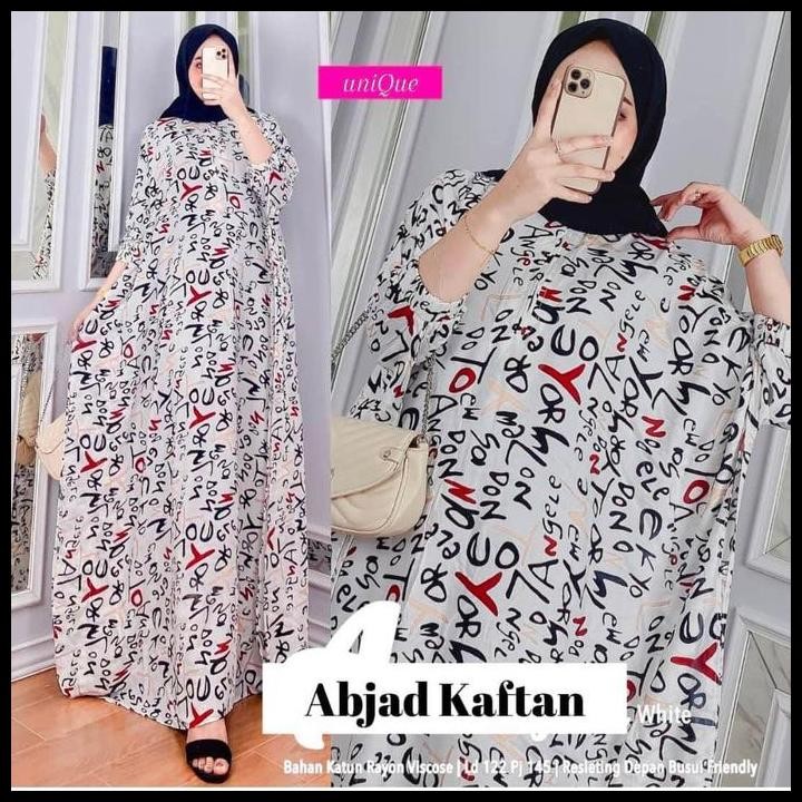 Terlaris (Bisa Cod) Gamis Kaftan Abjad Pakaian Wanita Jumbo Mewah Terlaris Paling Dicari Busui Ziper