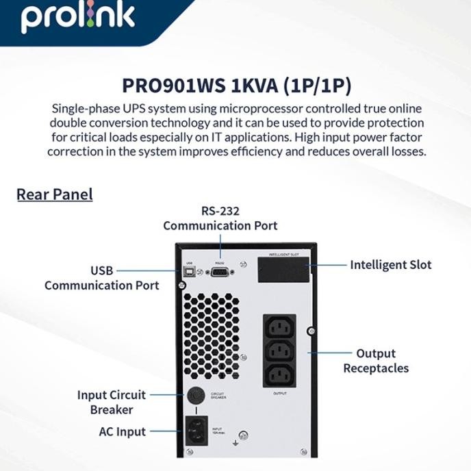 Produk Baru Ups Prolink Pro901Ws 1000Va (1P/1P Online Ups 1000Va)