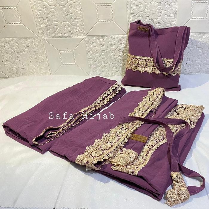 Mukena Anak Mukena Renda Mukena Crinkle Airflow Resleting Dagu Free Tas Safa Hijab Atasan Panjang