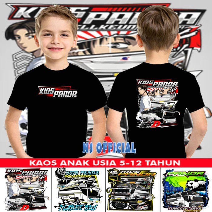 KAOS BUS MANIA ANAK KIDS PANDA / BAJU BUS ANAK KIDS PANDA TERBARU