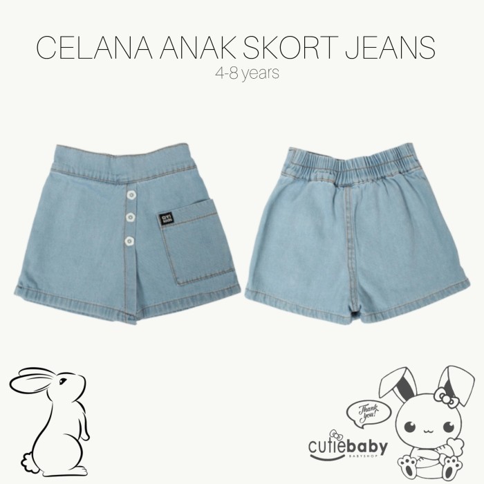CELANA PENDEK ANAK PEREMPUAN SKORT JEANS CELANA ROK