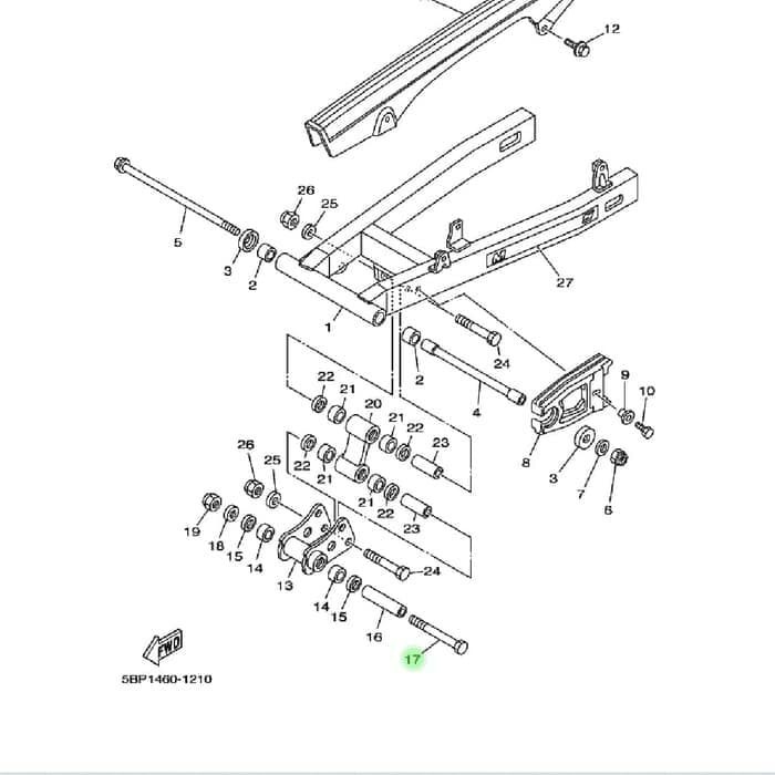 Baut Shockbreaker Yamaha Scorpio Scorpio Z 90101-12802 Ori Yamaha Part Ready