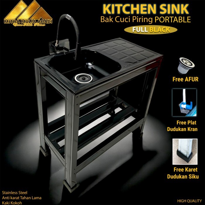 Bak Cuci Piring HITAM Portable Baja Ringan Hitam Uk 75cm Portabel