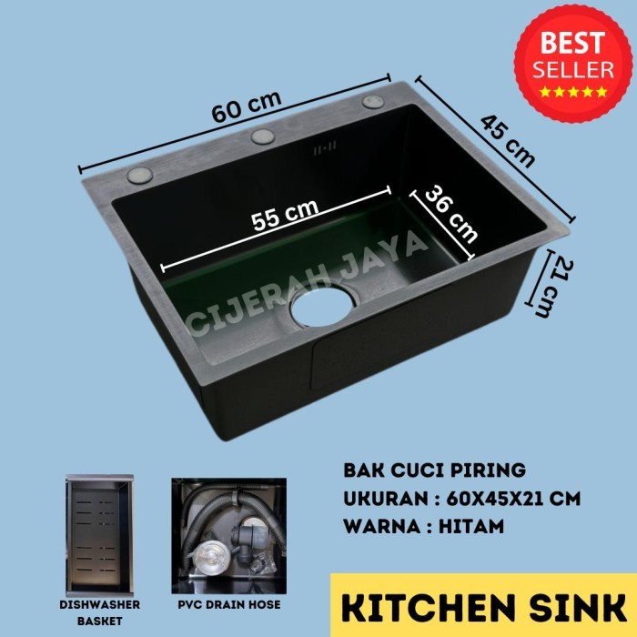 PAKET KITCHEN SINK STAINLESS BLACK HITAM BAK CUCI PIRING MODEL VALPRA
