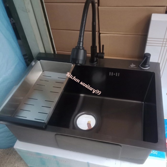 Paket kitchen sink black Golden hand 6045 / golden hand hitam 6045