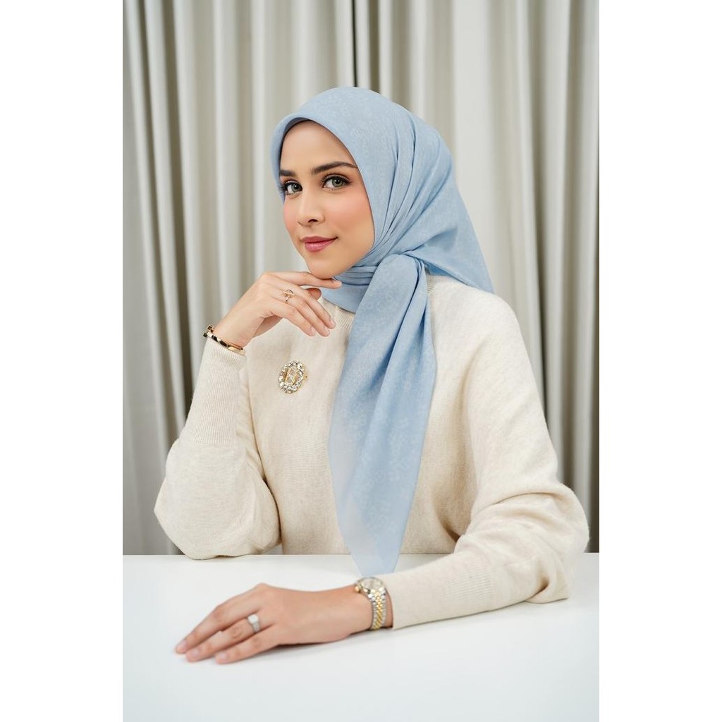 Terjangkau Monogram Scramble Voile Square - Sky Blue