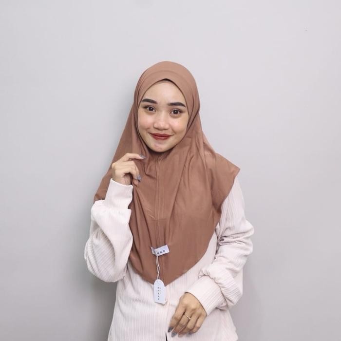 Keenan-Hijab Instan Non Ped Size M Matt Jersey Premium Bergo Kerudung Non Ped Lembut Harian Kenan