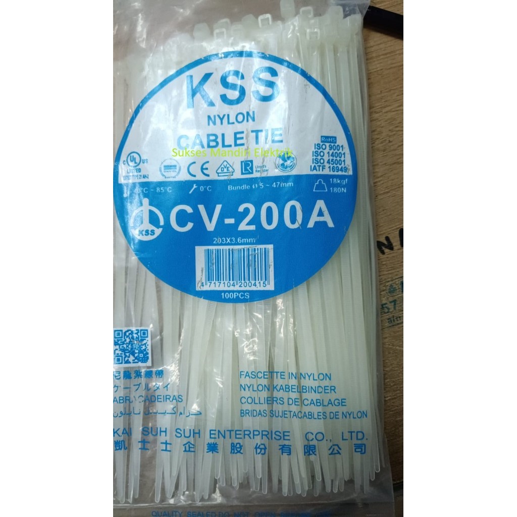 Kabel ties KSS CV 200A x 3.6 / kabel ties kss cv200A / CV 200AB - Putih