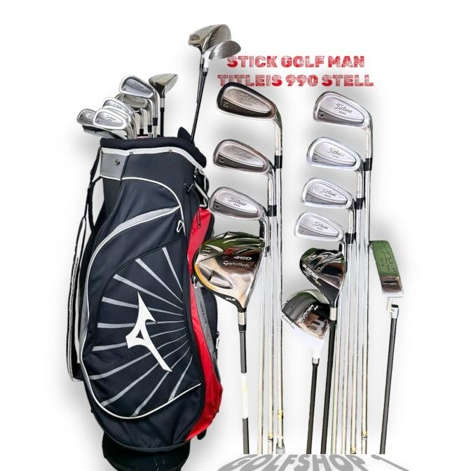 Stick Golf Man Titleis 990 Shaft Stell Flek Reguler Fullset Bag Golf Second Original