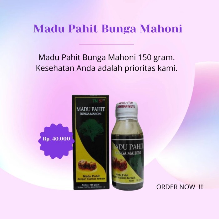 

ORIGINAL MADU PAHIT BUNGA MAHONI TN 150 GRAM TOGA NUSANTARA PREMIUM