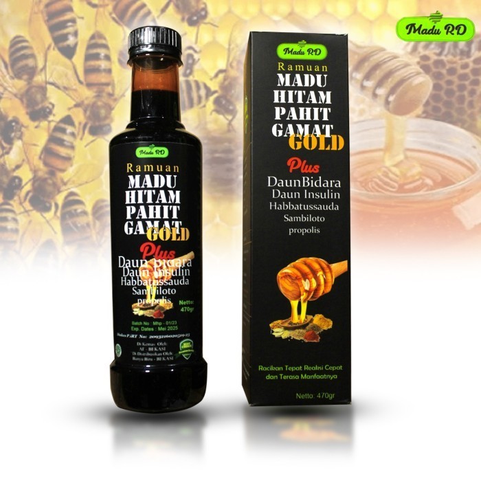 

ORIGINAL MADU RAMUAN HITAM PAHIT GAMAT GOLD PLUS INSULIN ( MADU RD ) 470 GRAM PREMIUM