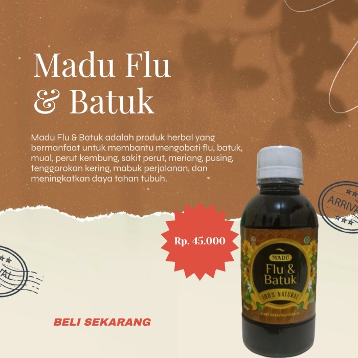 

ORIGINAL Madu Flu Dan Batuk 100% Natural Taman Herbal PREMIUM