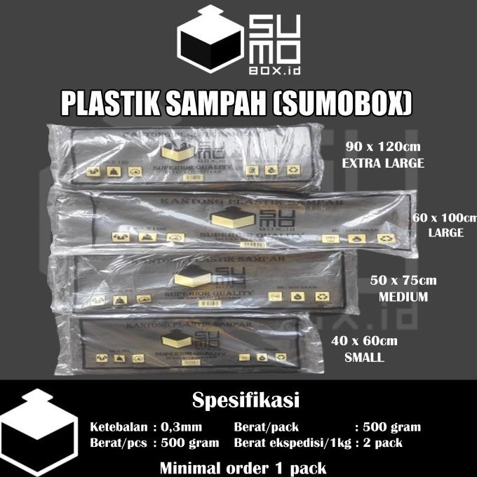 Kantong Plastik Sampah Sumobox Isi 500Gram Aneka Ukuran Trashbag Hitam Terlaris