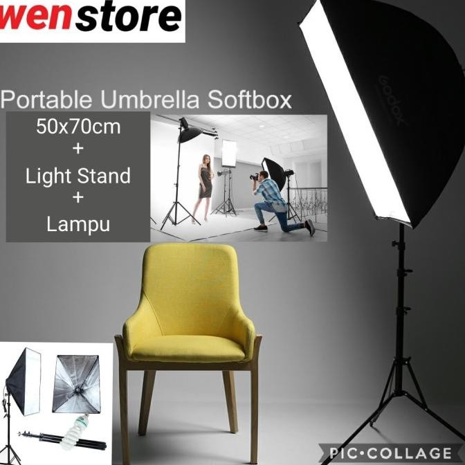 PAYUNG UMBRELLA SOFTBOX REFLEKTOR LAMPU STUDIO + TRIPOD STAND PORTABLE